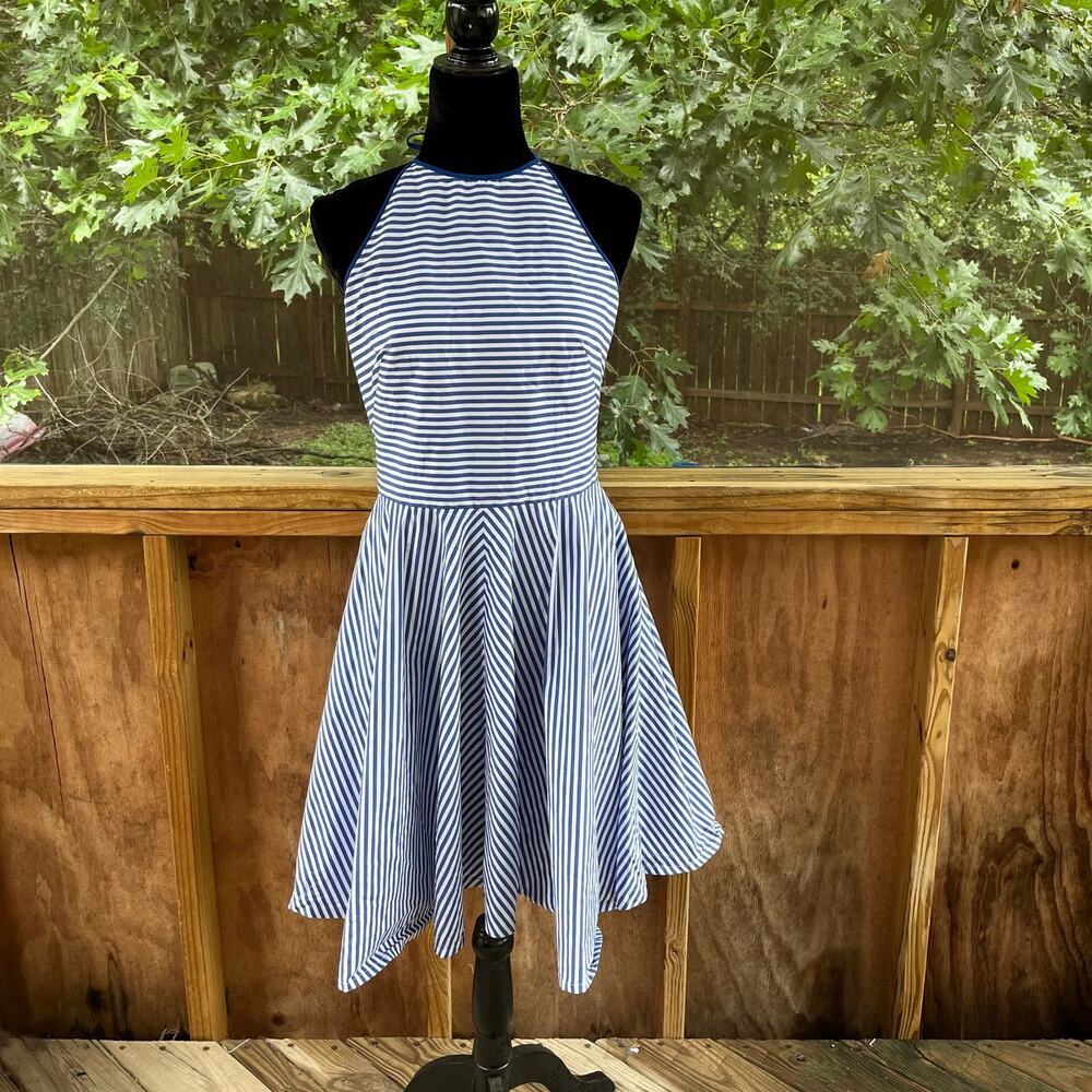 Michael Kors Collection Women's Blue & White Striped Dress Size 10